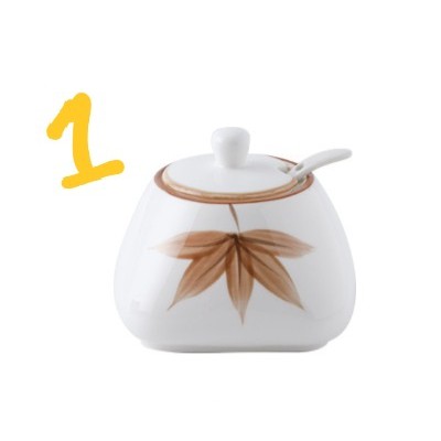 Lọ đựng gia vị gốm sứ hũ đựng gia vị kèm muống có nắp 300ml