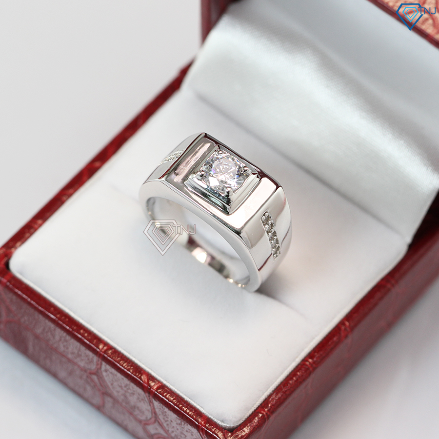 Nhẫn nam bạc 925 đính đá đơn giản sang trọng NNA0039 - Trang Sức TNJ