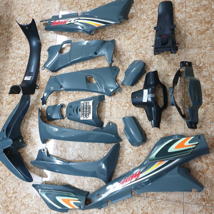 Dàn áo xe máy - bộ nhựa xe - bộ vỏ xe Wave alpha [ MÀU XI MĂNG ] Wave thái , Wave ZX ,áo xe wave TẶNG KÈM TEM,đồ chơi xe máy giá rẻ