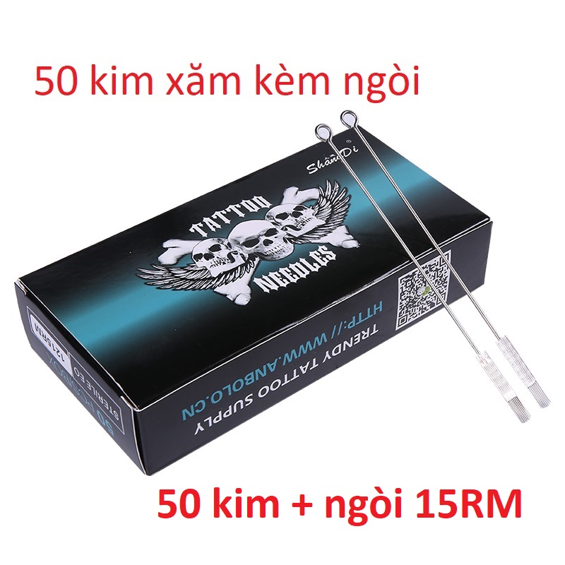 50 kim xăm kèm ngòi 15RM sắc bén  ( kim ngang đánh bóng )