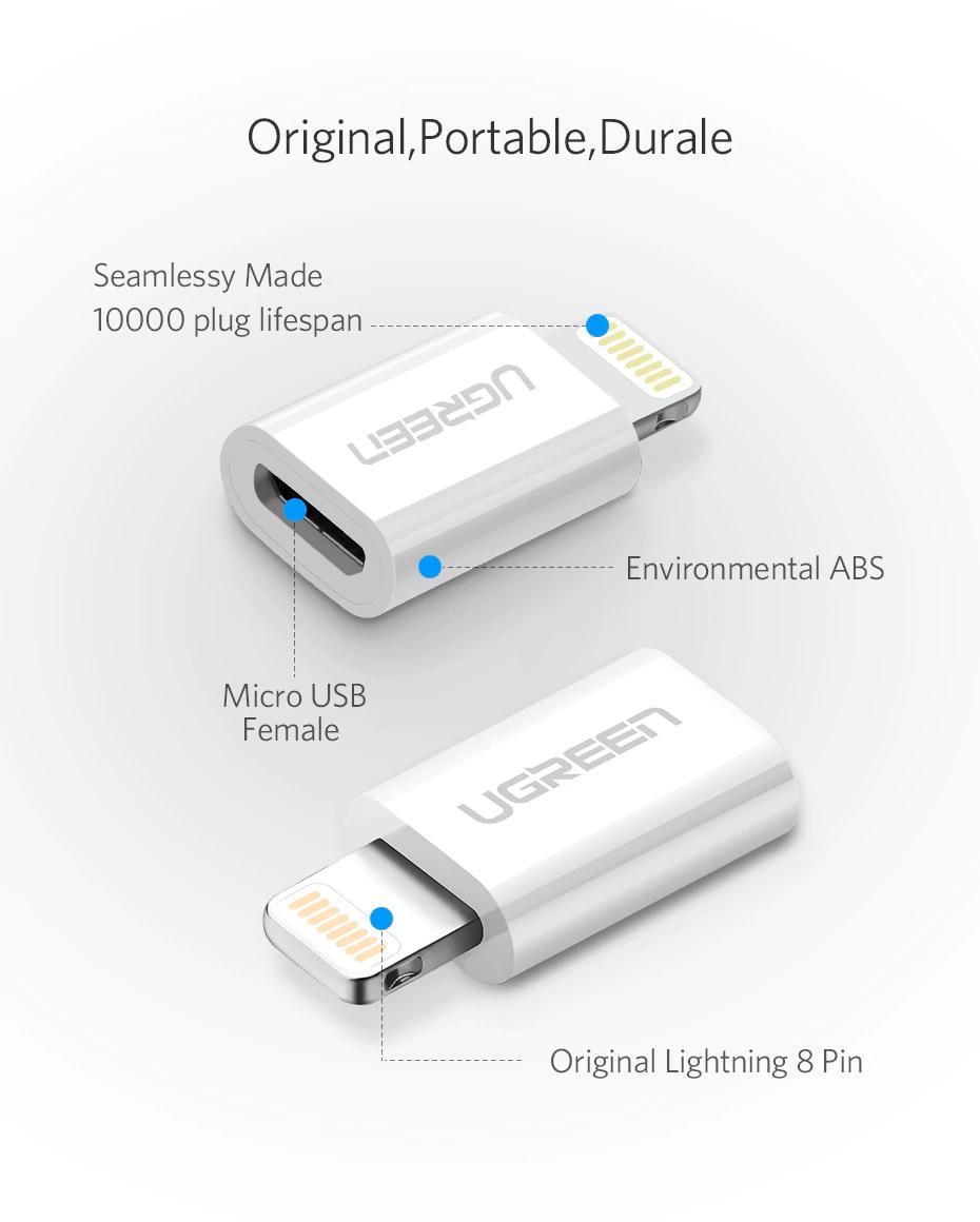 Đầu chuyển Micro USB sang Lightning MFi màu đen có móc khóa Ugreen
