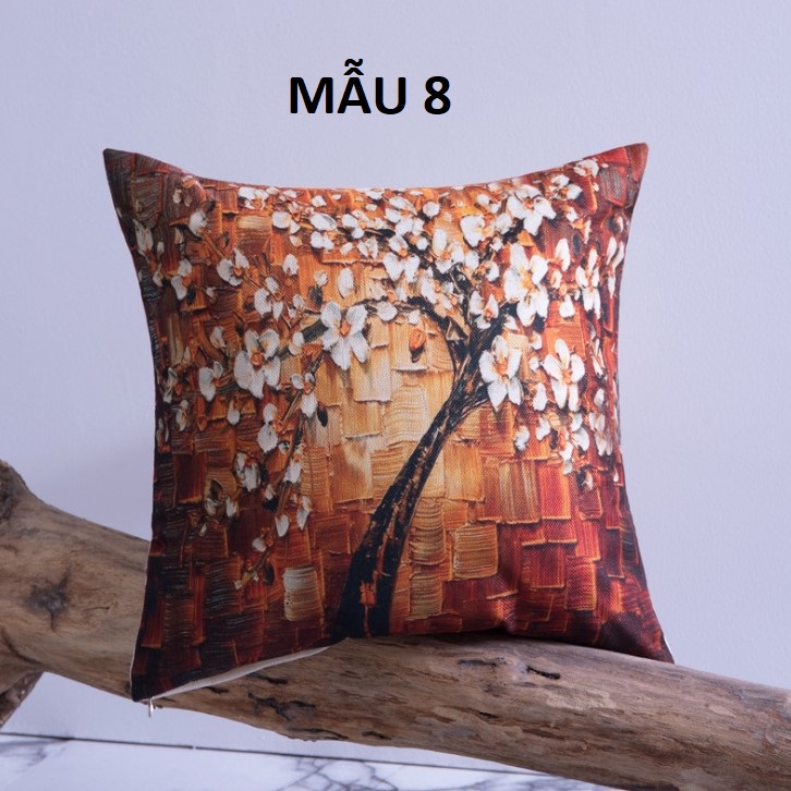 Vỏ gối tựa lưng gối sofa in cây hoa 3D