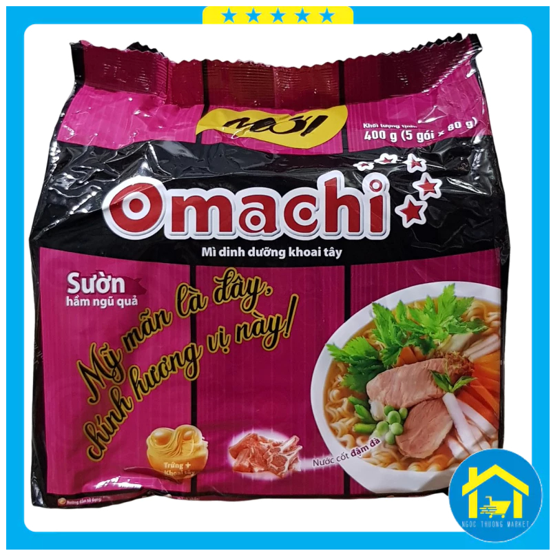 Combo 5 gói - Mì Omachi (sườn hầm ngũ quả, bò hầm)