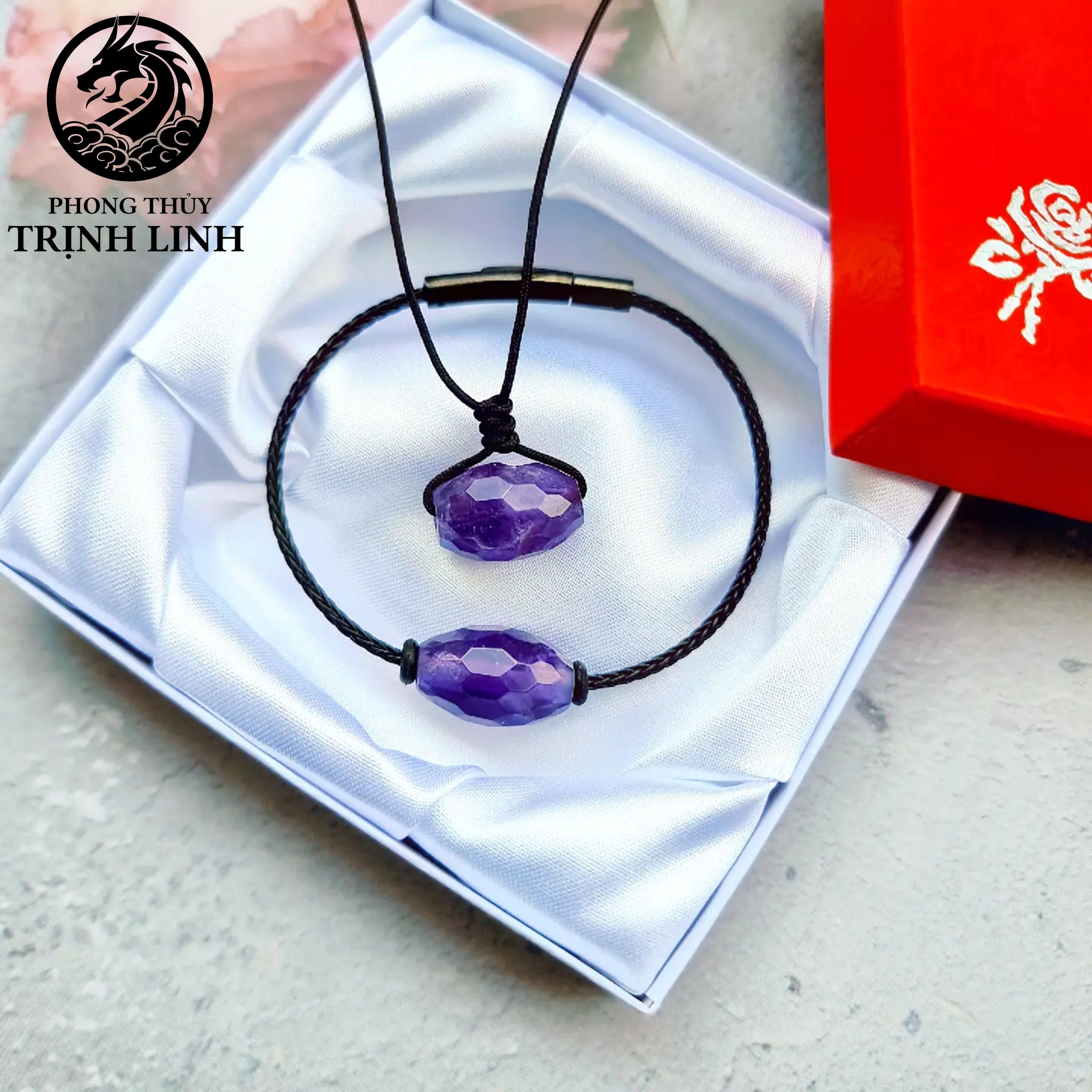 VÒNG TAY LU THỐNG THẠCH ANH TÍM GIÁC