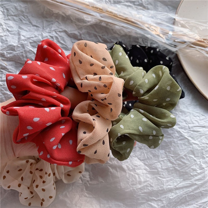 Buộc tóc scrunchies Buộc tóc chấm bi 1021N -HD365