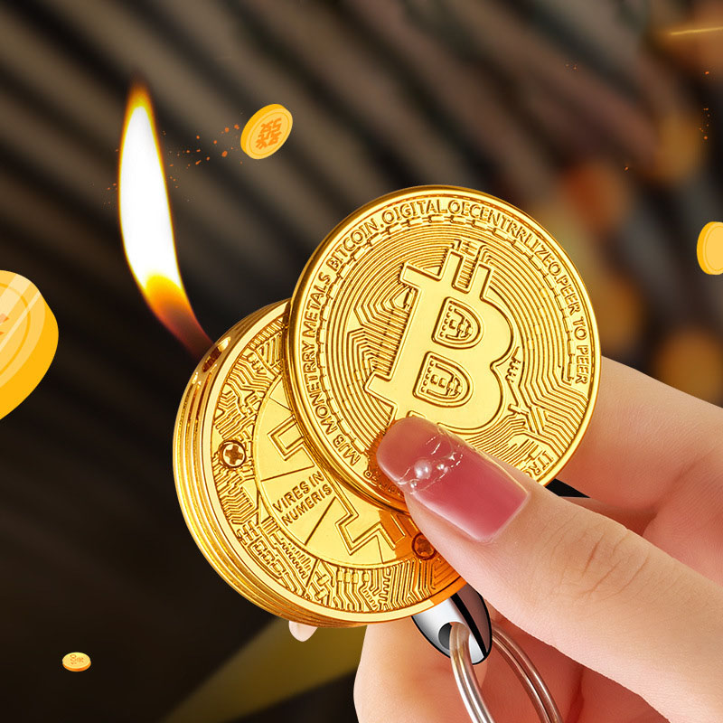 Metal Bitcoin coin buckle lighter Diamond