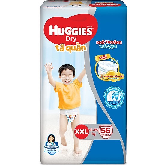 [HCM]Tã quần Huggies size XXL – 56 miếng (15-25kg) MẪU MỚI