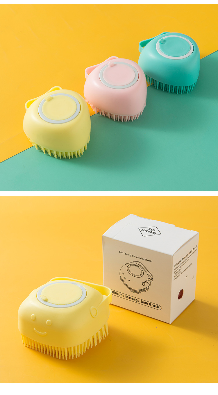 Bàn chải bông tắm massage tạo bọt silicone siêu mềm tắm siêu sạch, có ngăn đựng sữa tắm tiện lợi, giúp tẩy tế bào da hiệu quả