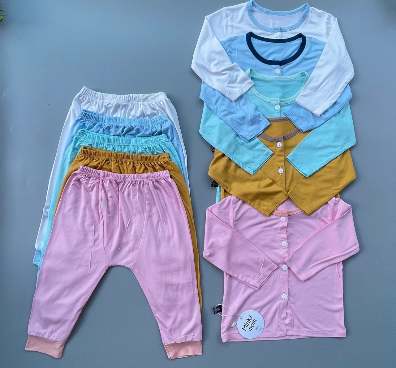 Bộ Minkymom Dài Tay Chất Thun Lạnh Cài Nút