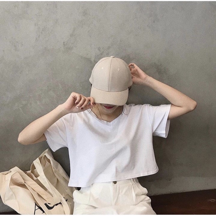 Áo croptop form rộng cổ tim - SIKY - ACRT02