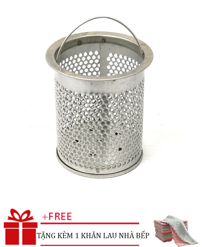 [ TẶNG KÈM KHĂN LAU ] giỏ lọc rác chậu rửa chén inox- Bầu Xả Chậu Rửa Chén Inox- phễu lọc rác bồn rửa chén