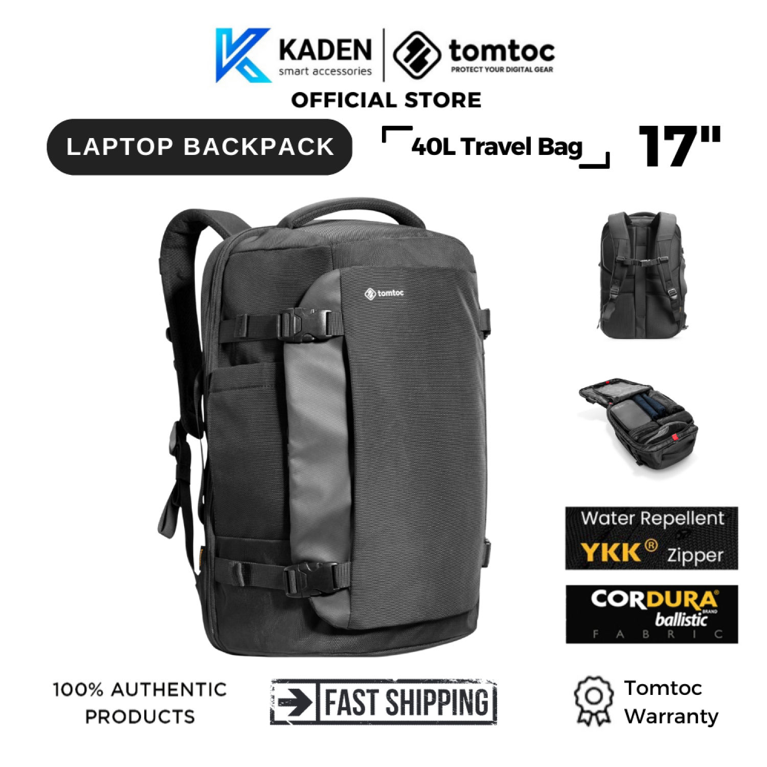 Balo tomtoc a82-f01d travel backpack 40l-hàng chính hãng