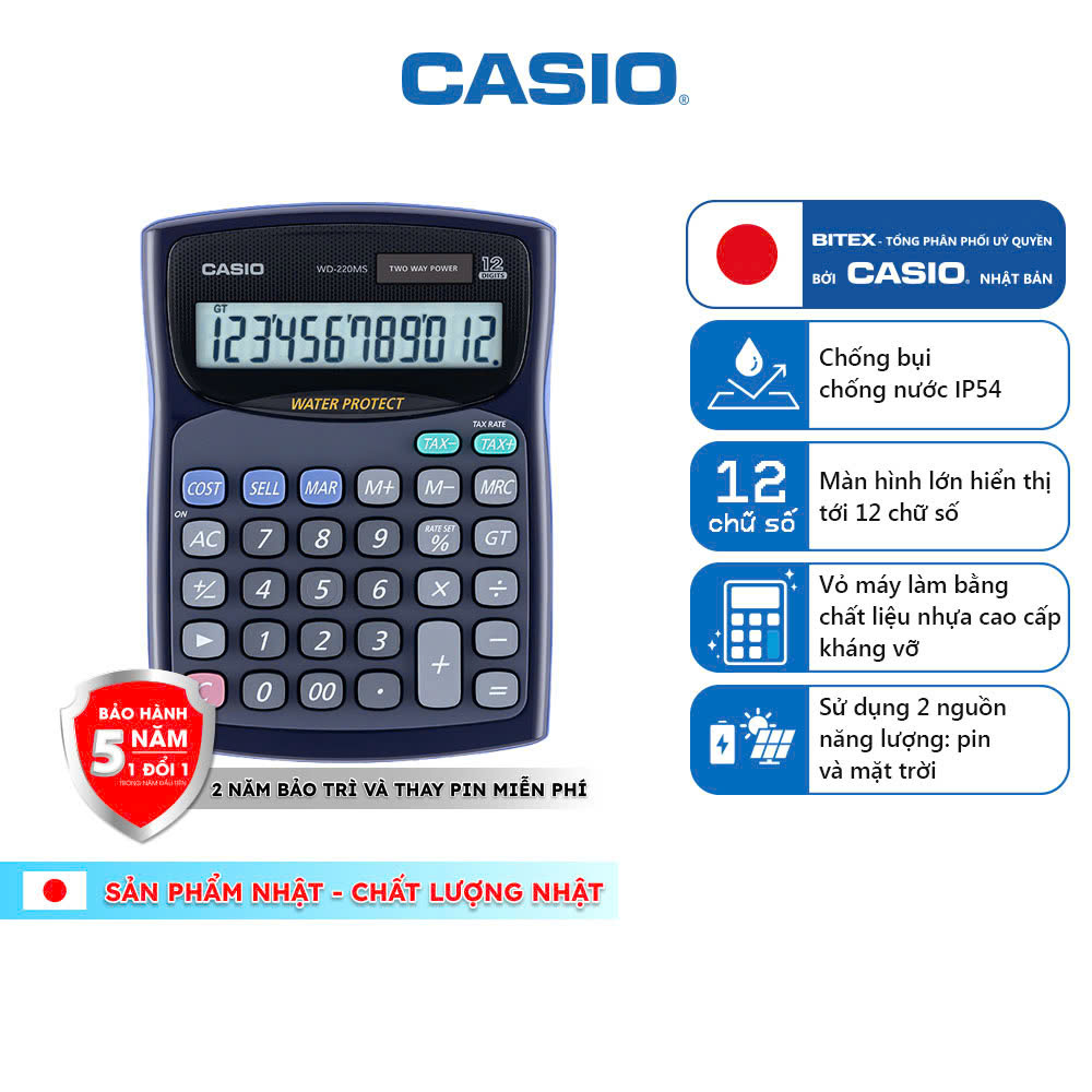 Máy Tính Casio Cao Cấp WD-220MS Chính Hãng