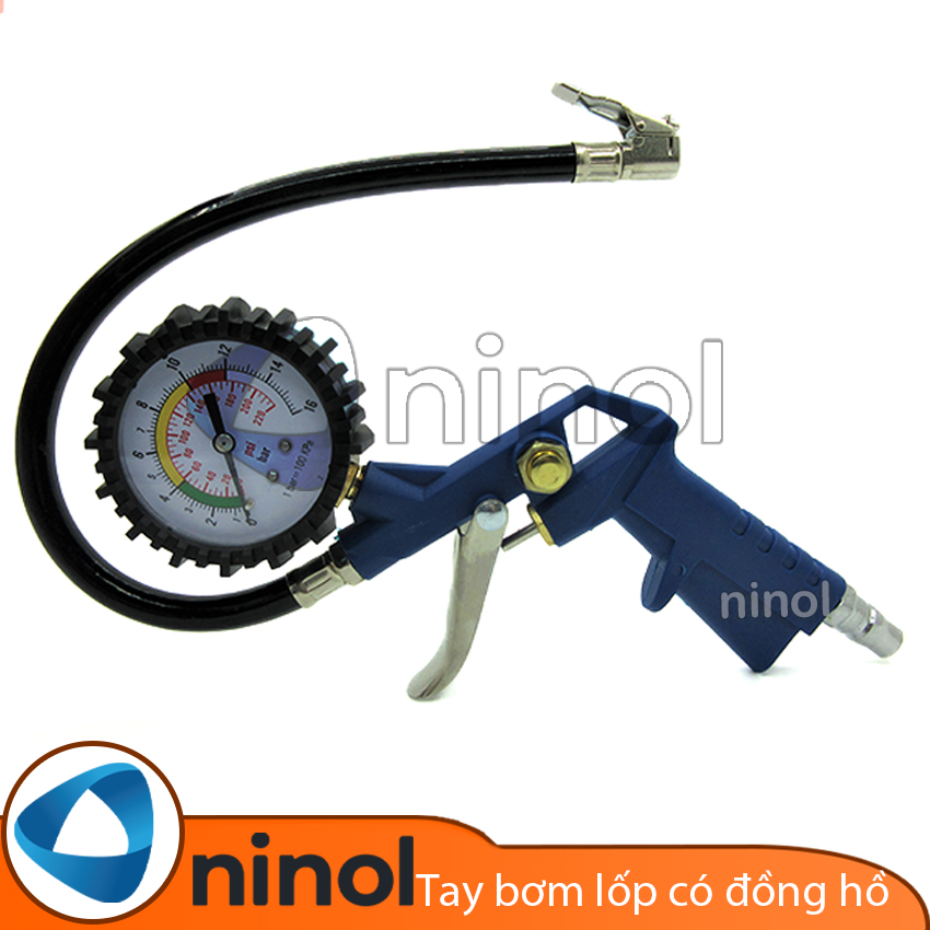 Tay bơm lốp có đồng hồ đo áp suất