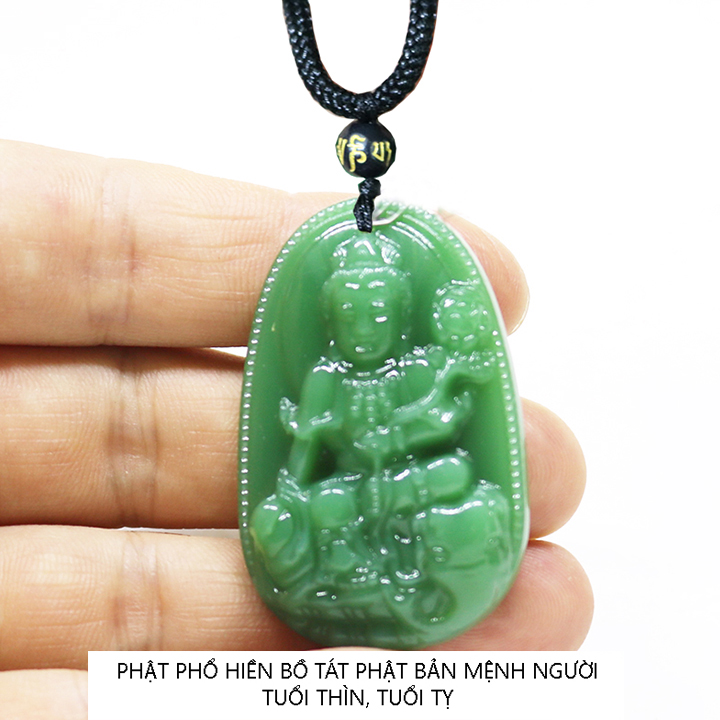 Dây Chuyền Phật Phổ Hiền Bồ Tát màu xanh - Phật bản mệnh người tuổi Thìn Tỵ - cầu bình an, may mắn - Phật bà quan thế âm bồ tát