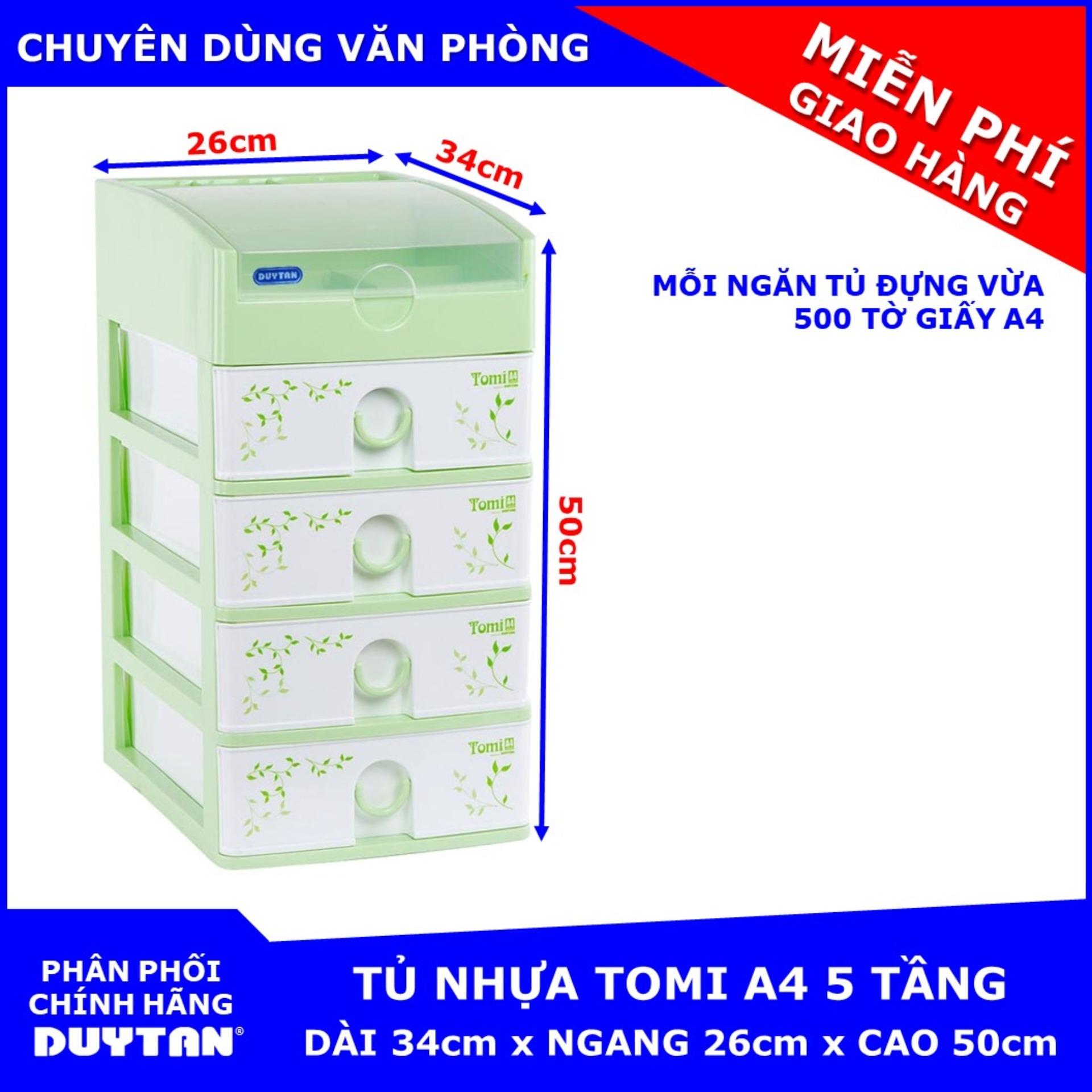 Tủ nhựa Duy Tân TOMI A4 5 tầng (Xanh Lá) chuyên dụng đựng vừa khổ giấy A4