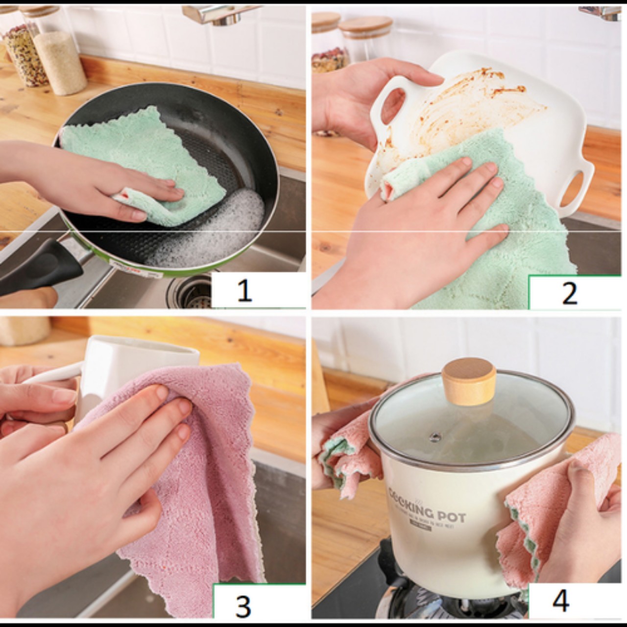 Set 10 Khăn lau 2 mặt đa năng mềm mịn xịn xò