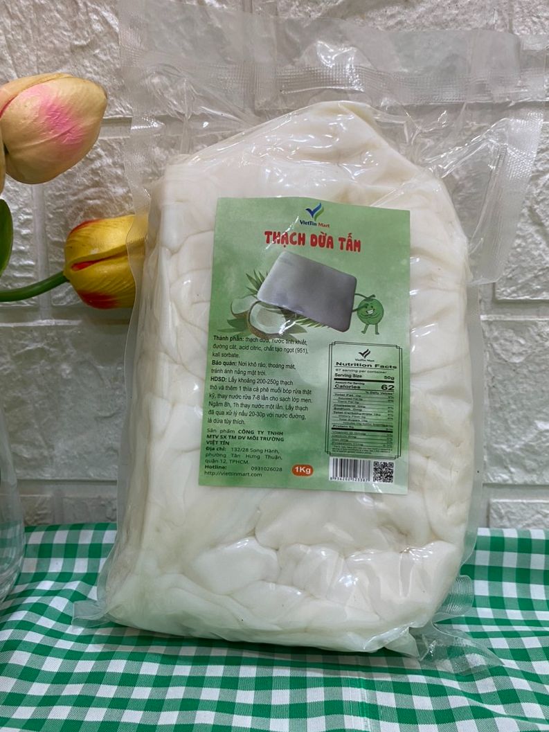 1kg Thạch dừa thô DẠNG MIẾNG viettin food có tặng kèm hương liệu,