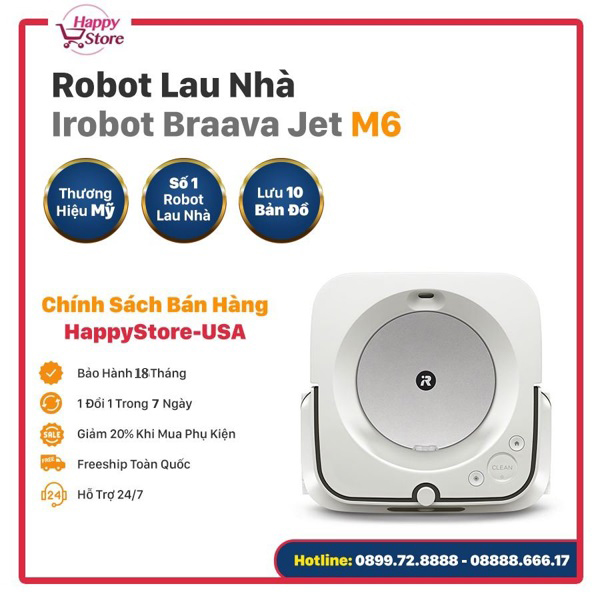 [Trả góp 0%]Robot Lau Nhà iRobot Braava Jet M6 ( Hàng Mới)