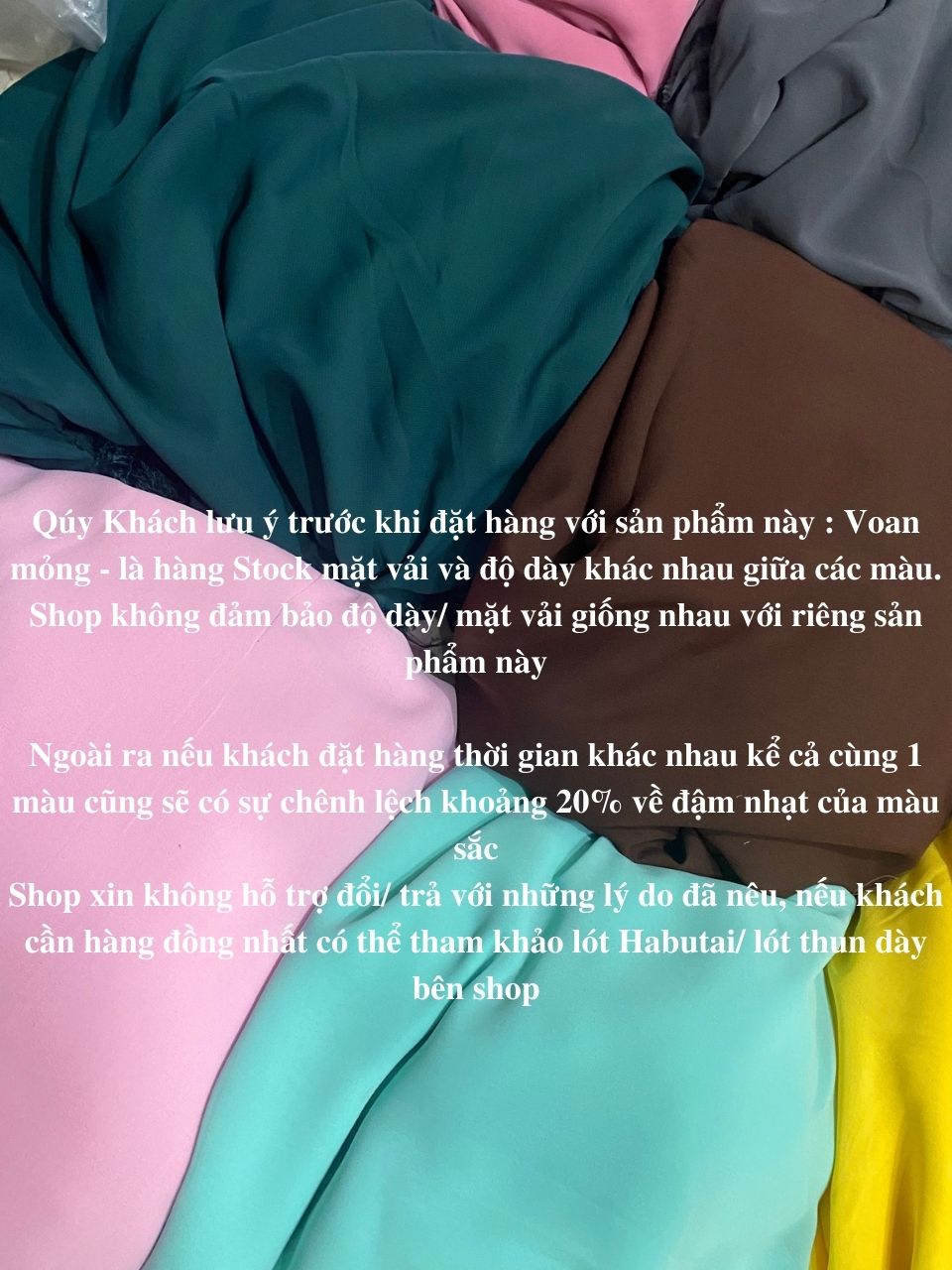 VẢI CHIFFON GIÁ RẺ LOẠI MỎNG ( BẢNG MÀU 3 ) - LÀM LÓT