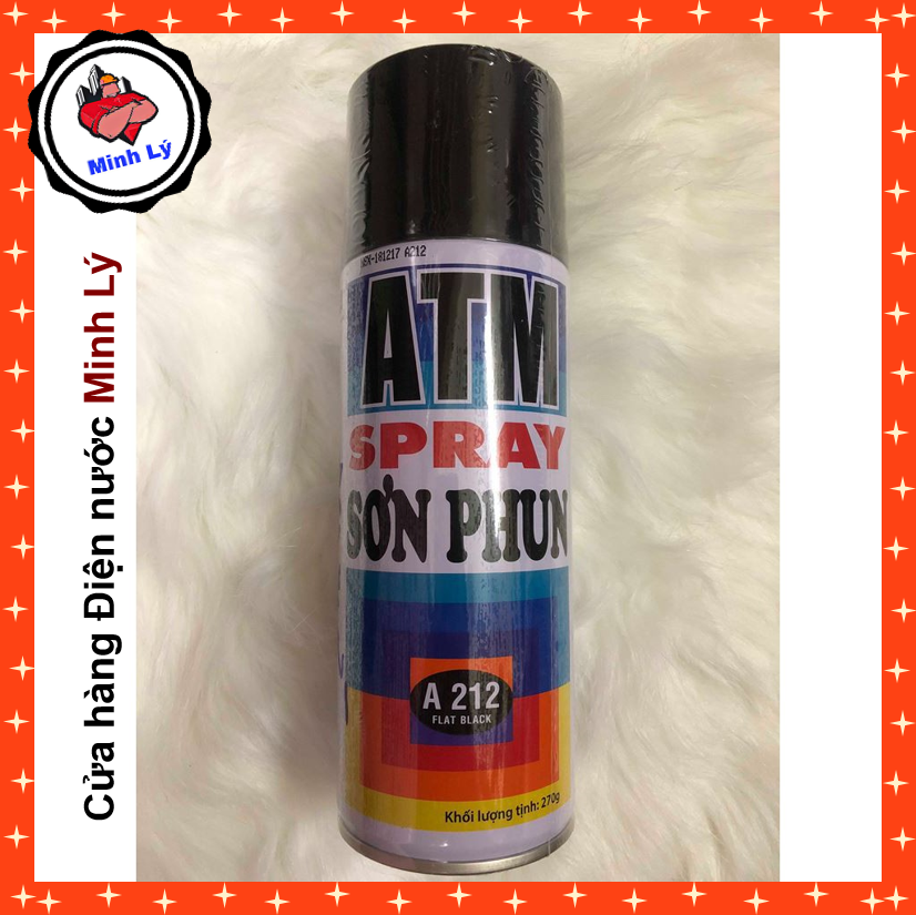 Sơn Phun Đen Mờ A 212 Đen Nhám ATM Spray Cao Cấp (400ml/chai)