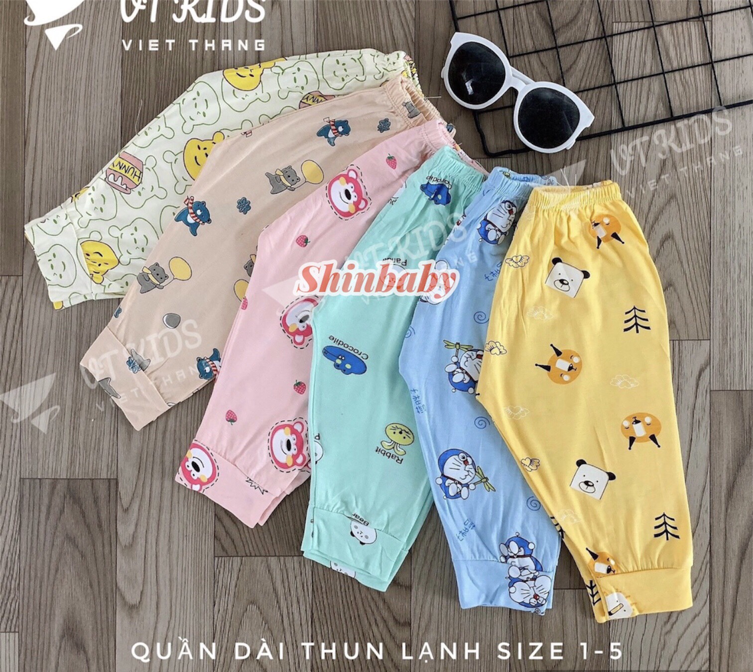 Set 10 quần dài thun lạnh mềm mát nhiều hình siêu xinh cho bé