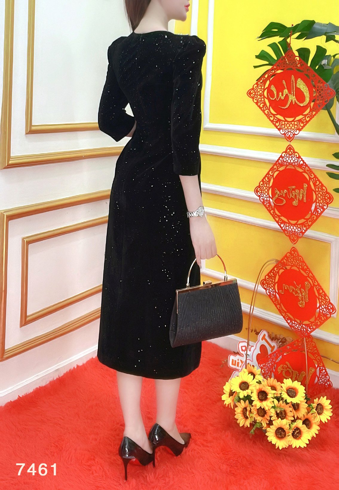 Đầm EMY EM7461 Body A Nhung Đen