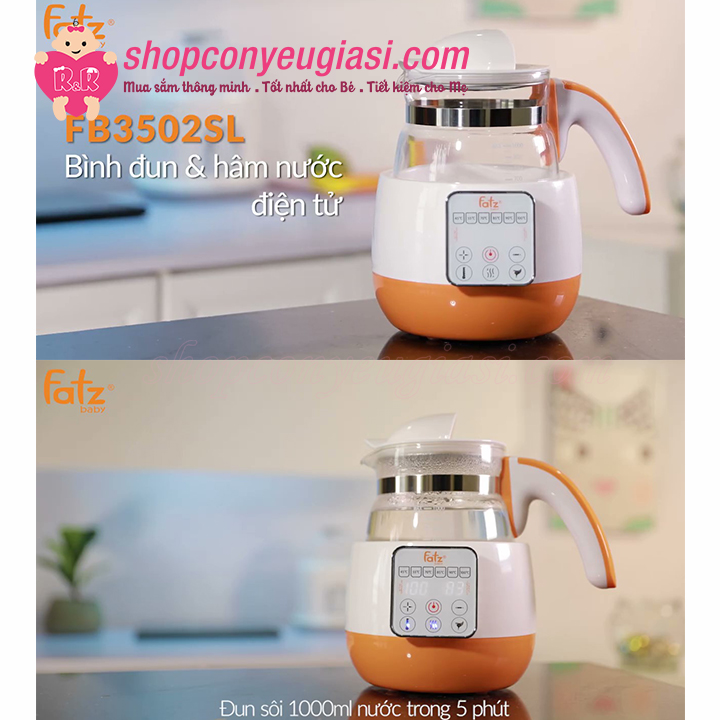 [HCM]Máy Đun Và Hâm Nước Điện Tử Fatzbaby FB3502SL 1000ml