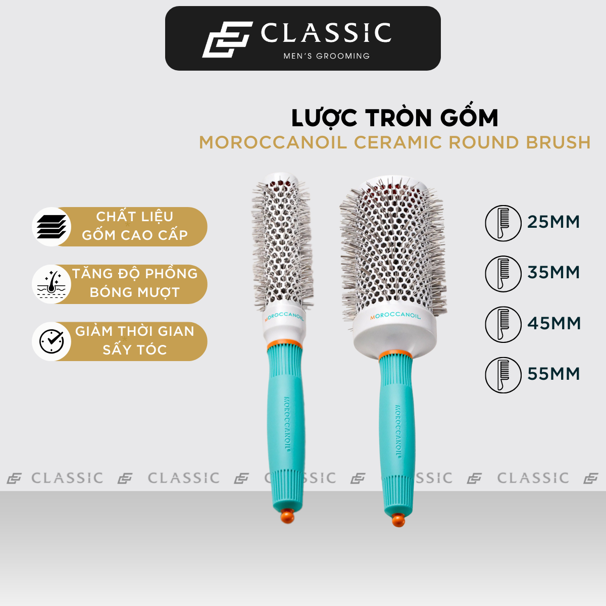 Lược tròn gốm Moroccanoil Ceramic Round Brush