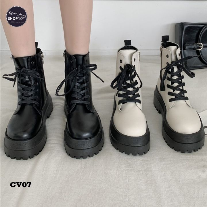 [Hàng Sẵn] [Ảnh Thật] [Freeship] Giày Bốt Nữ Cổ Vừa 15cm Đế 6cm - CV07