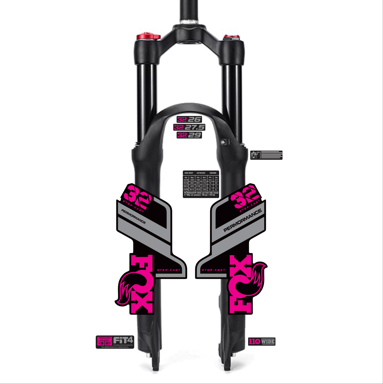 tem decal dán phuộc xe đạp địa hình Fox performance 32 2021 | cheetahdecals.com