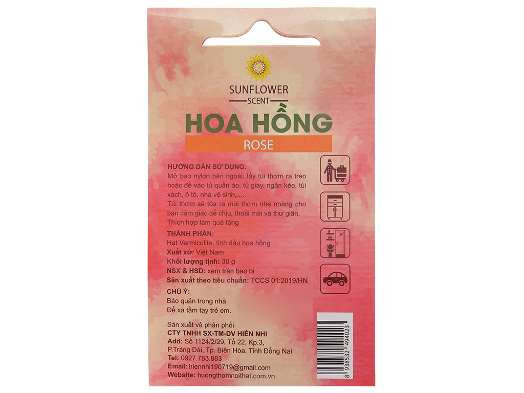 Túi thơm Sunflower hương hoa hồng 30g