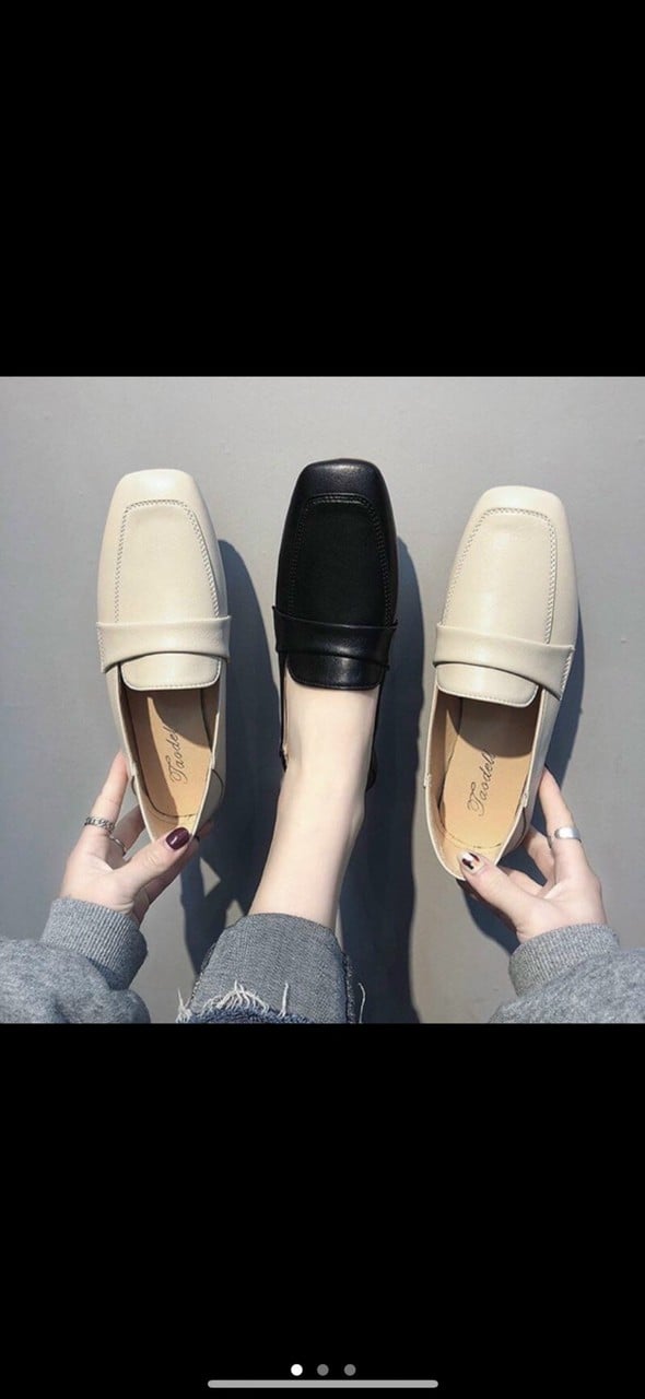giày B50 búp bê da trần nơ mọi