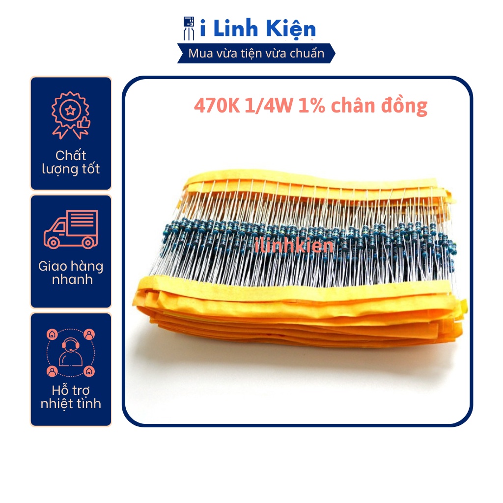 Điện trở vạch 1/4w 470k 1% chân đồng