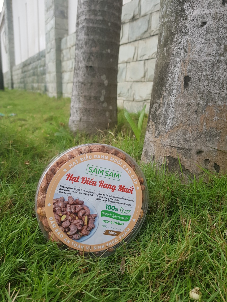 HẠT ĐIỀU RANG MUỐI VỎ LỤA SAM SAM( HỘP 500 GRAM)