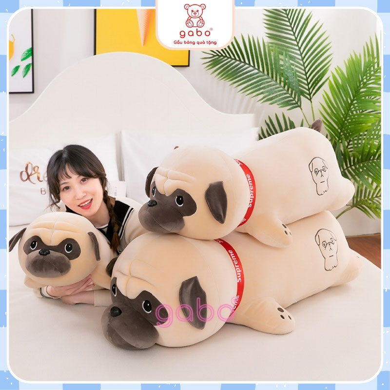 gấᴜ Bông Chó Pug Nằm, Gối ôm chó pulldog mặt nhăn siêu mềm