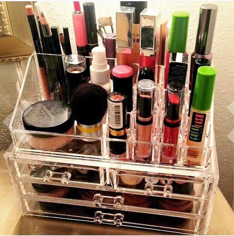 Kệ mỹ phẩm mica 4 tầng trong suốt mang xách đi linh hoạt