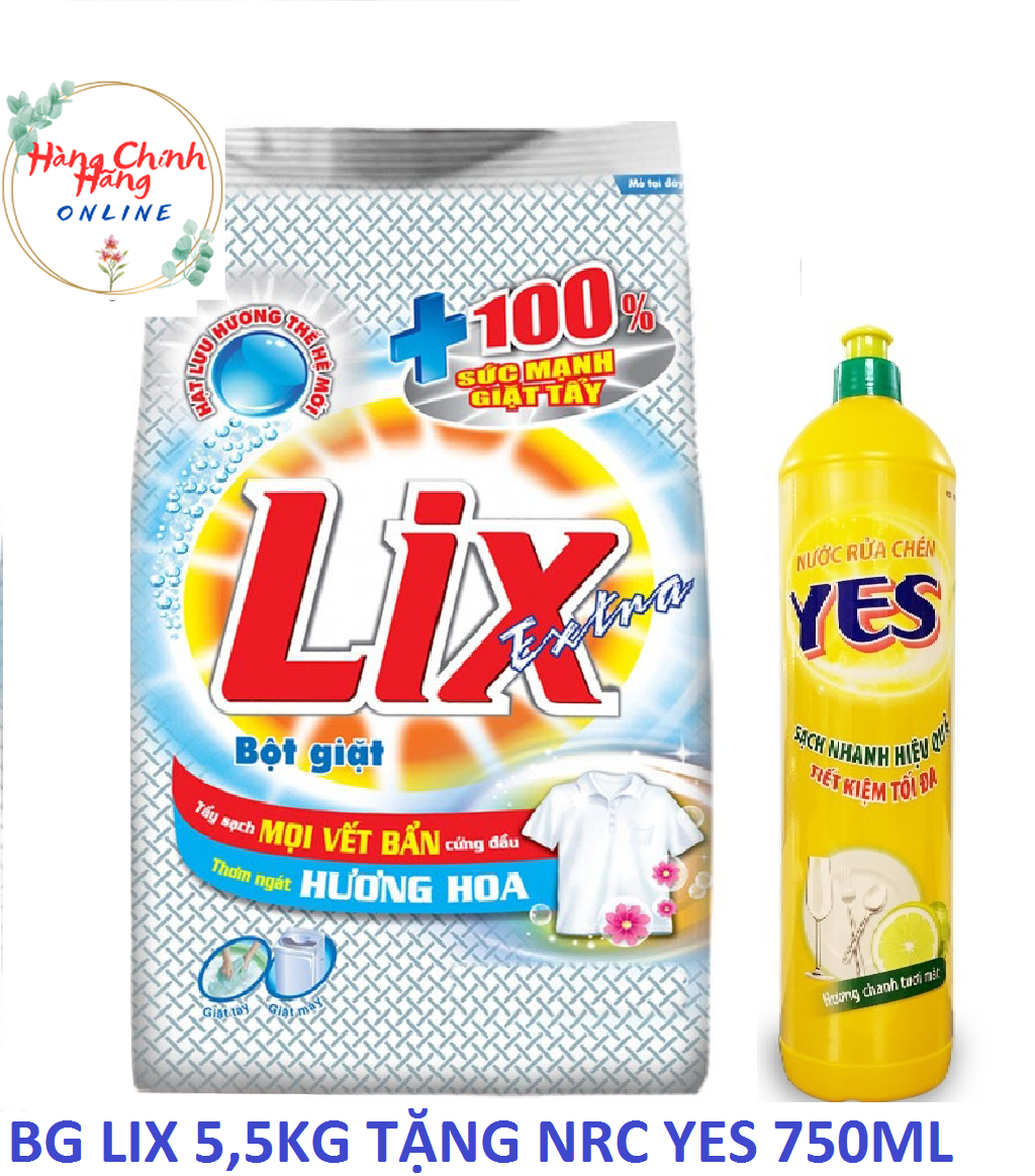 ComBo Bột giặt LIX 5,5kg Hương Nước hoa tặng NRC 750g hương Chanh