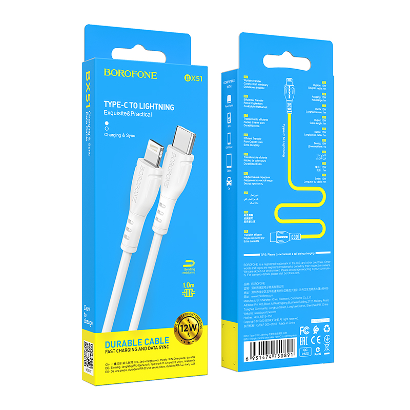 Cáp sạc borofone bx51 type c to lightning