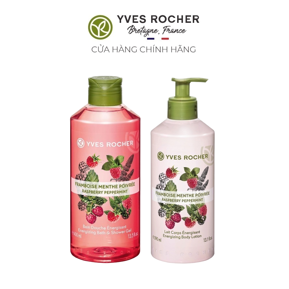 Combo Làm Sạch và Dưỡng Ẩm Yves Rocher Raspberry Peppermint 790ml