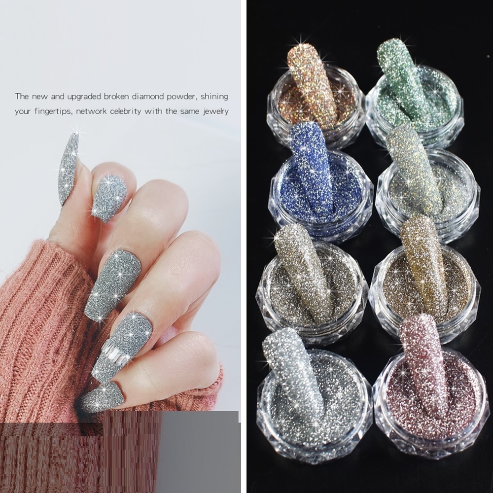 Set Nhũ Nail Flash Glitter Siêu Sáng 8 Màu