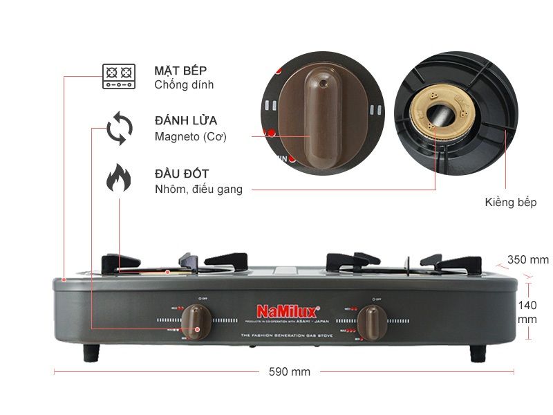 Bếp ga đôi Namilux 590SM(Hàng chính hãng)