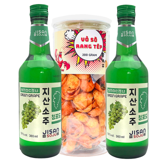 Combo 2 Chai Nước trái cây JISAN Sochu Vị Nho Xanh + Bánh Vỏ Sỏ Rang Tép thumbnail