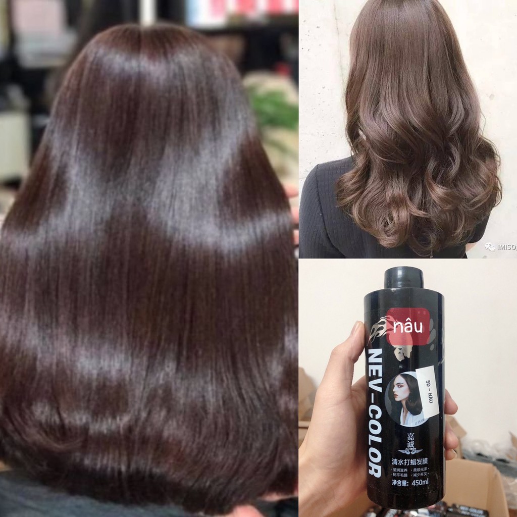 Màu nhuộm phủ bóng màu nâu bóng hàn quốc 5d 450ml