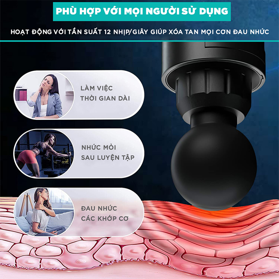 Súng Massage Cầm Tay Đa Năng Cao Cấp KINGTECH KH-720 -  Máy Massage Toàn Thân 20 Cấp Độ Xoa Bóp Chuyên Sâu Cổ Vai Gáy, Chân, Tay, Đùi - Quà Tặng Nam Nữ, Sếp, Doanh Nghiệp - Chính Hãng