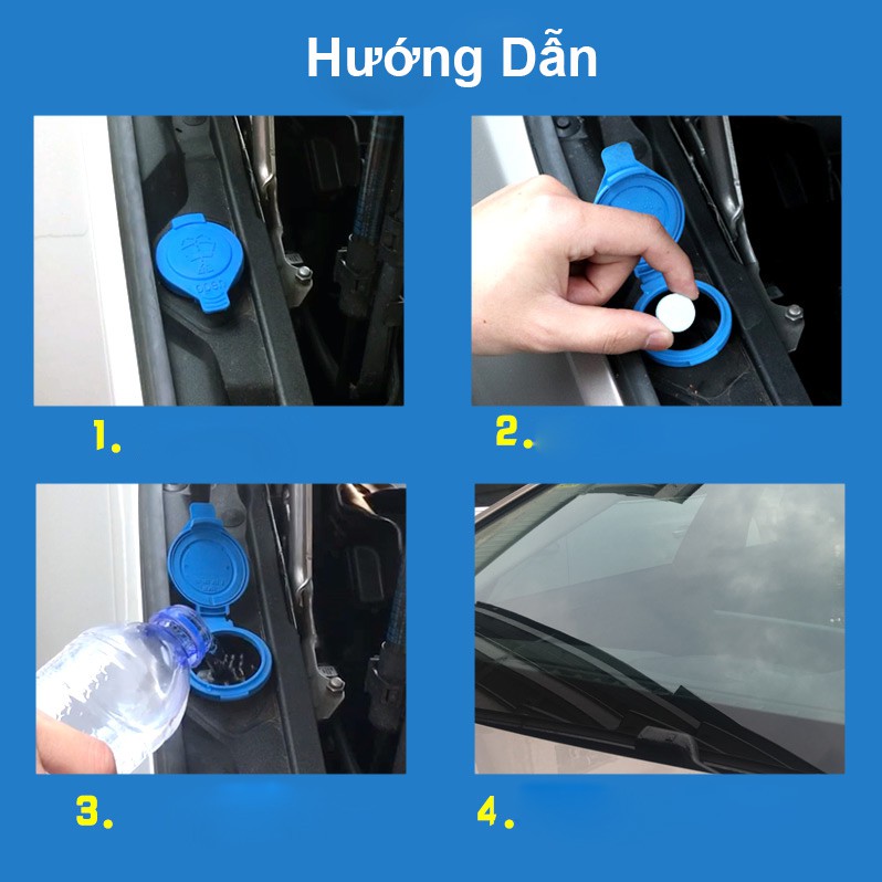 Combo 10 Viên sủi rửa kính xe ô tô chuyên dụng , viên sủi nén 1 viên pha với 4 lít nước chăm sóc kính lái oto xe hơi
