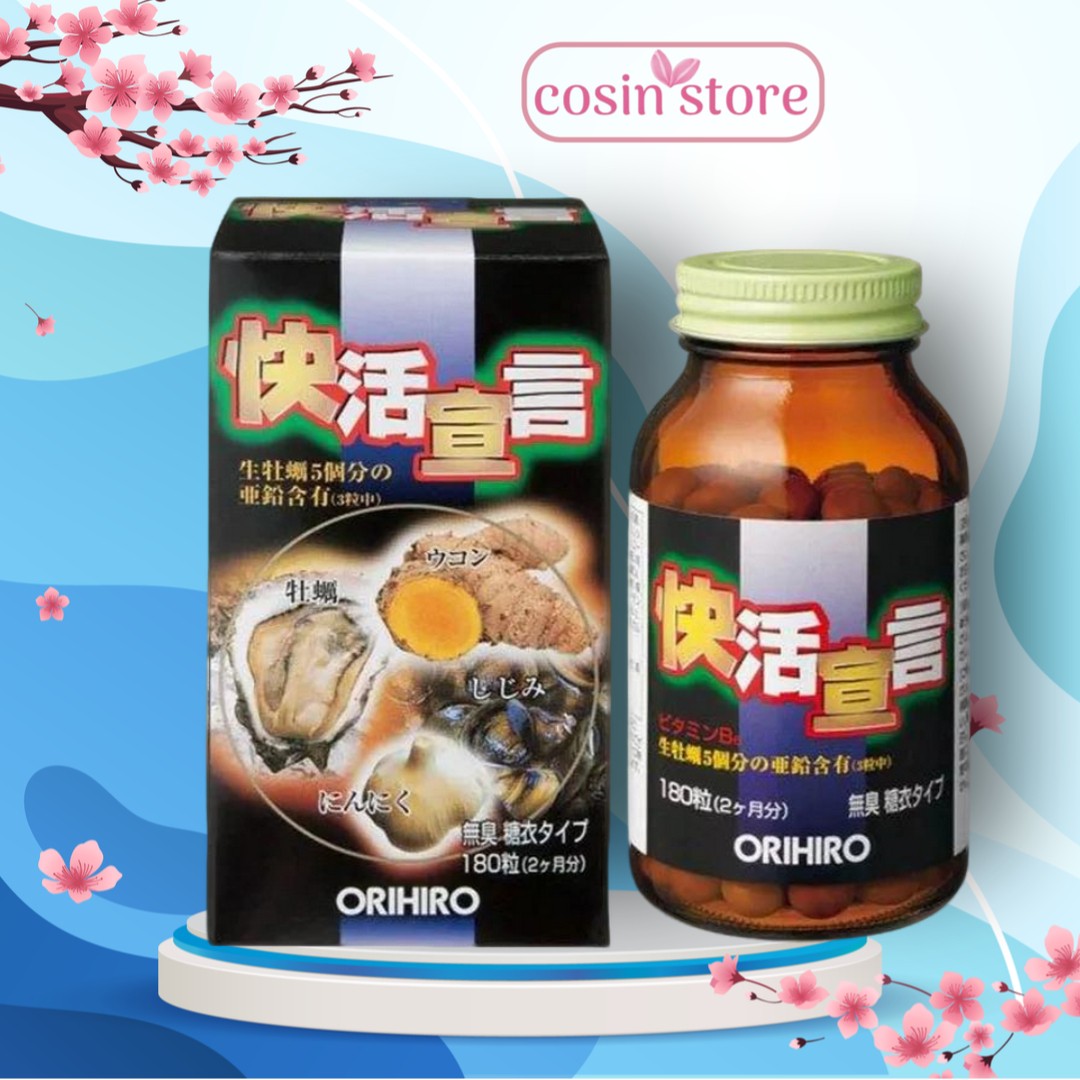 Viên uống tinh chất hàu tươi tỏi nghệ Orihiro 180 viên - Hỗ trợ sức khỏe cho nam giới - Cosin Store