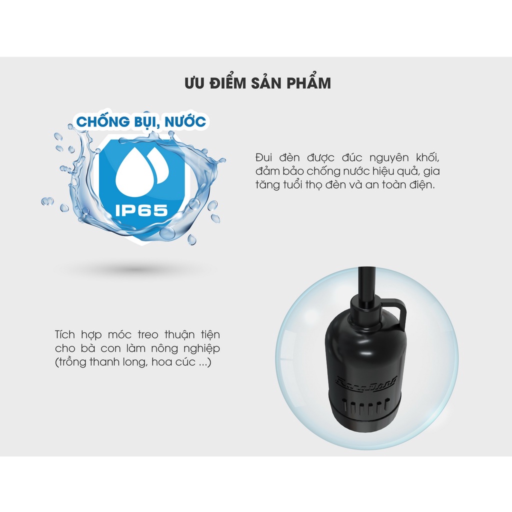 [Chính Hãng] Đui đèn chống thấm nước (CVV 2x0.5, dài 60cm) Rạng Đông Model: E27 IP65