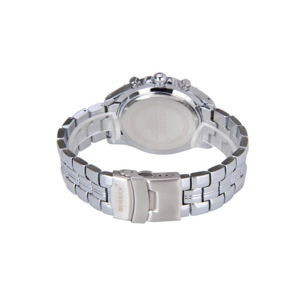 Đồng hồ cao cấp Curren 8023 dây trắng mặt đen