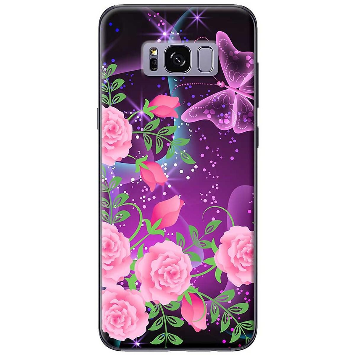 [HCM]Ốp lưng  dành cho Samsung Galaxy S8 Plus mẫu Hoa hồng bướm tím